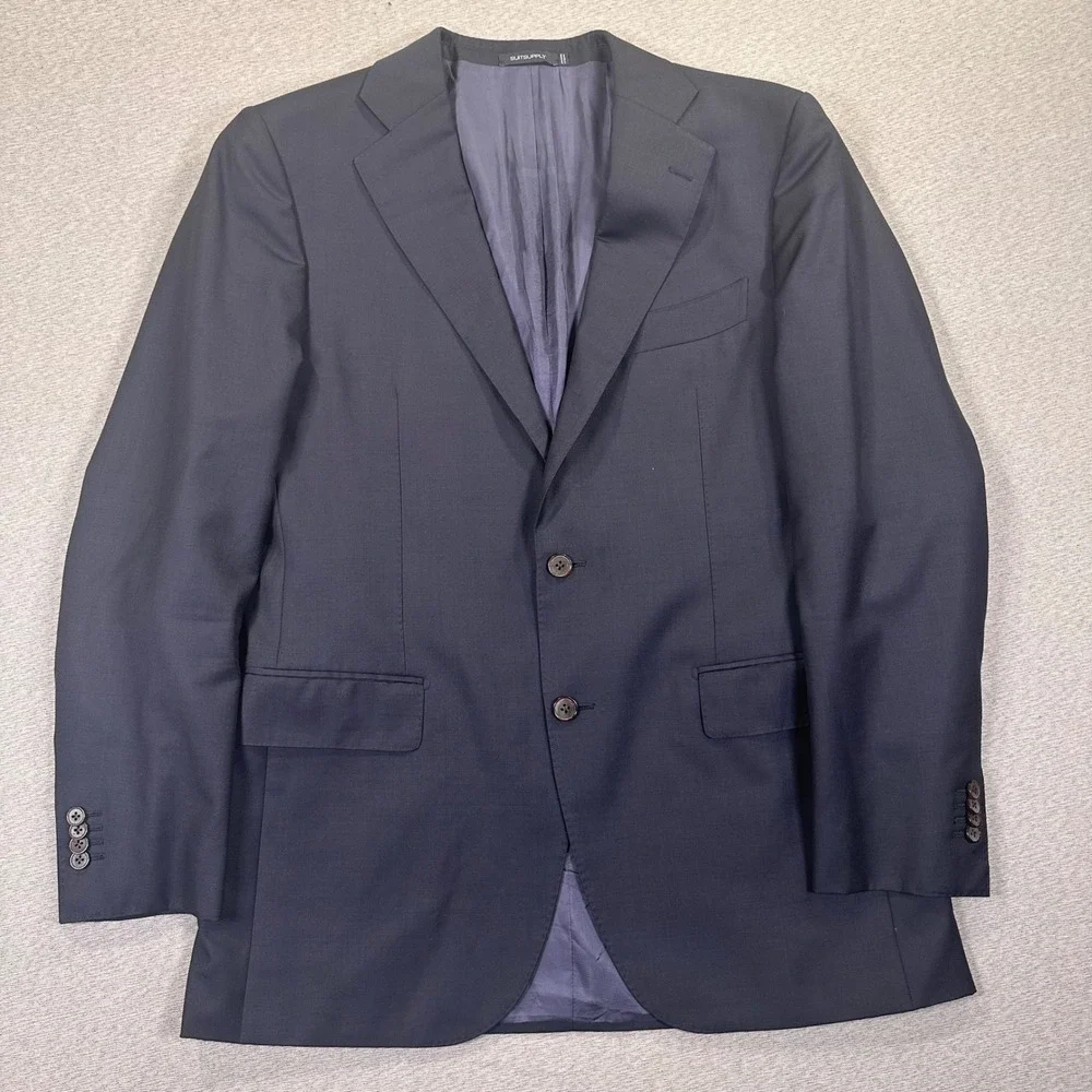 Suitsupply Vitale Barberis Canonico Blazer Sport Coat 44L Slim Navy Blue Wool
